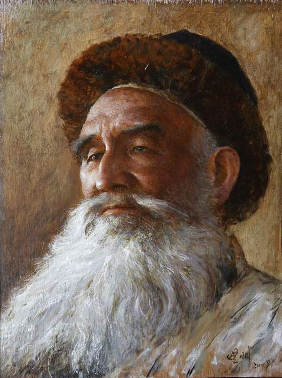 李煜明《新疆老人》31×40cm油画2009年