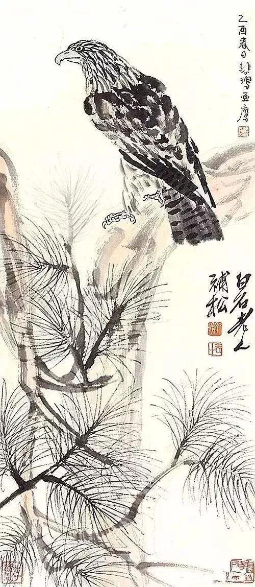 齐白石 徐悲鸿合作《松鹰图》