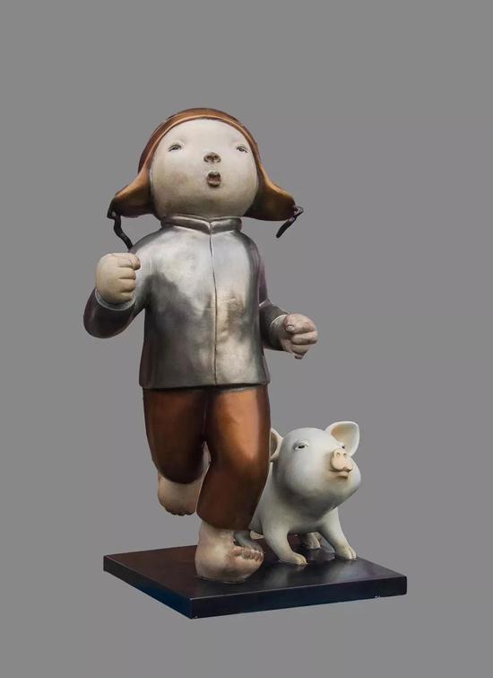 《奔跑吧!兄弟》52x38x30cm 青铜着色 2015