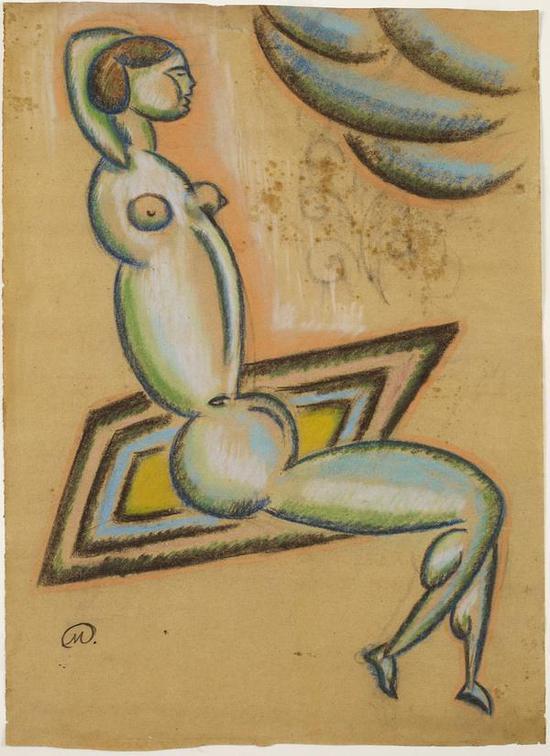 坐着的裸女,1917
