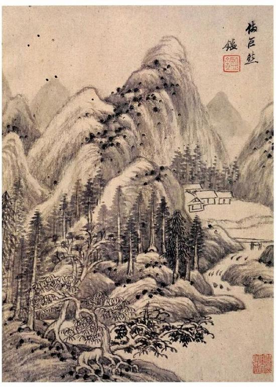 清 王鉴 《仿古山水册页》之一 1656年