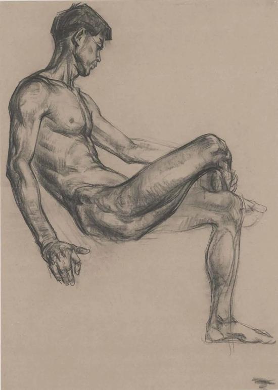 潘公凯 素描男人体 1979年