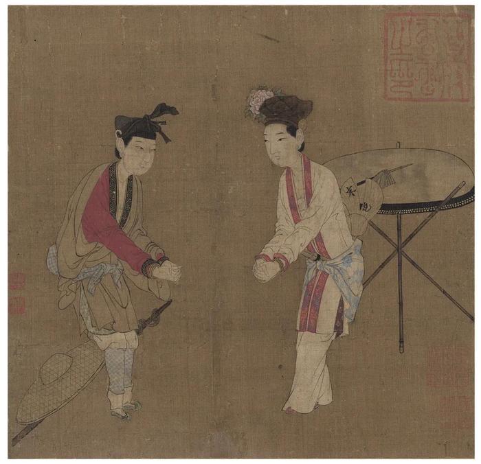 宋 佚名 杂剧“打花鼓”图绢本 24×24.3cm 北京故宫博物院藏