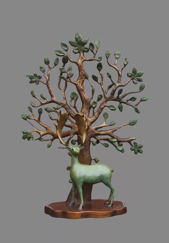 《菩提树》71x53x30cm 青铜着色 2018