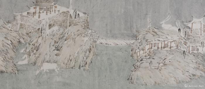 相望(局部) 王子锟 50x200cm 纸本水墨 2020