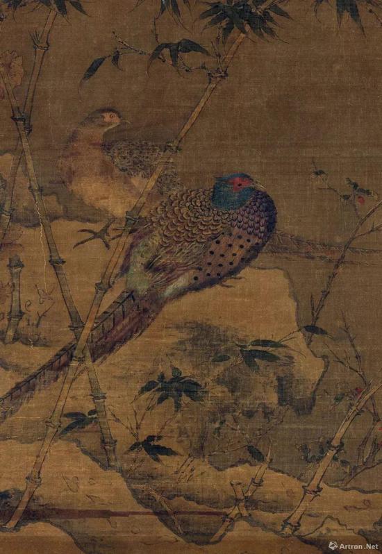 《翠竹翎毛图》局部