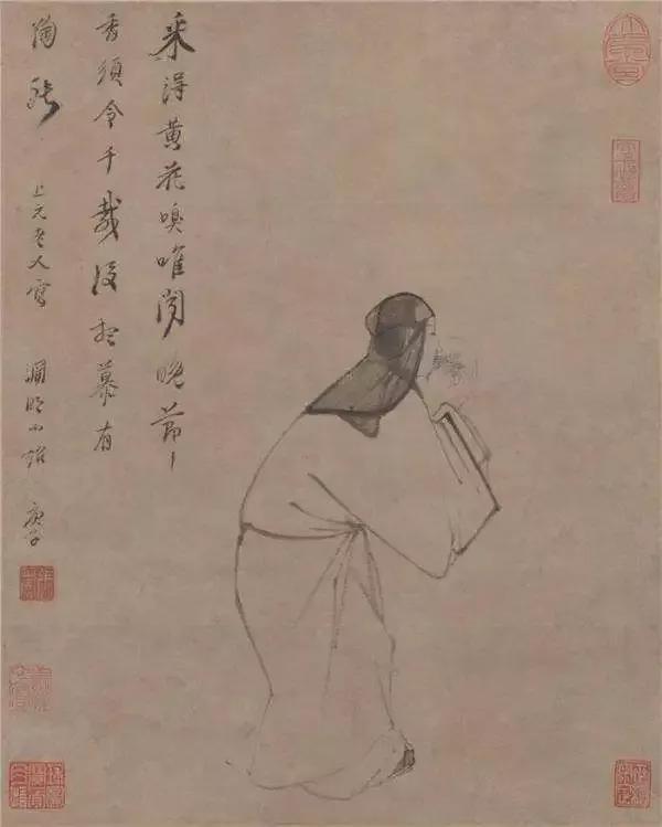 ▲明 张风 渊明嗅菊图 北京故宫博物院藏