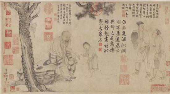 北宋 李公麟(传) 醉僧图卷 纸本设色 32.5 × 60.8 cm 美国弗利尔博物馆藏