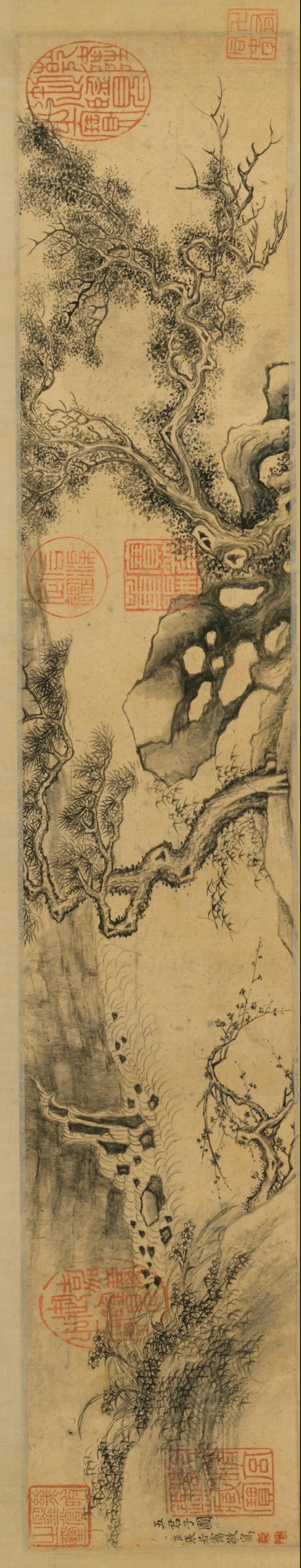 清 张若霭 《五君子图》卷 20×230cm辽宁省旅顺博物馆藏