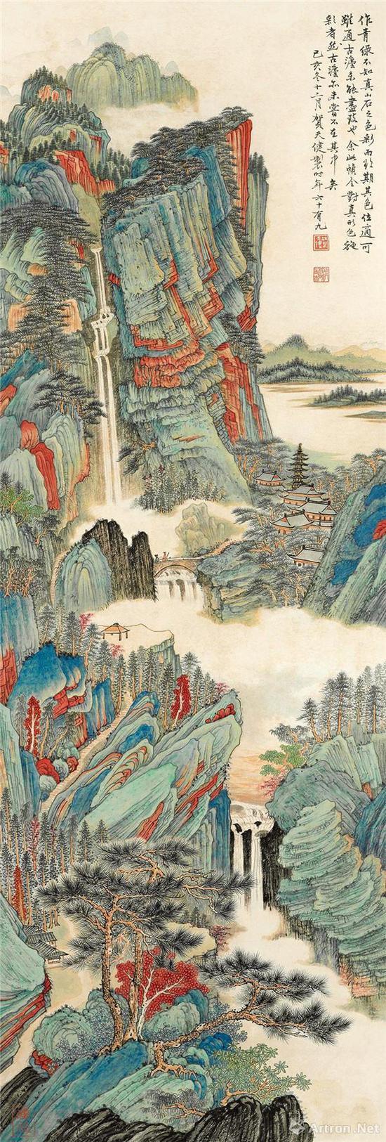 附图11。贺天健1959年作 《溪桥访友》 镜心(2012年匡时国际287.5万元成交)
