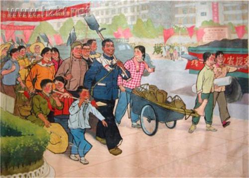 1974年 年画《我们走在大路上》入选“庆祝中华人民共和国成立25周年湖北省美术作品展览”