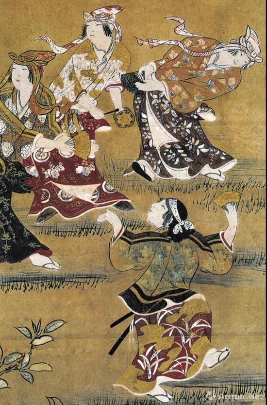 (日)狩野长信 花下游乐图屏风(局部)