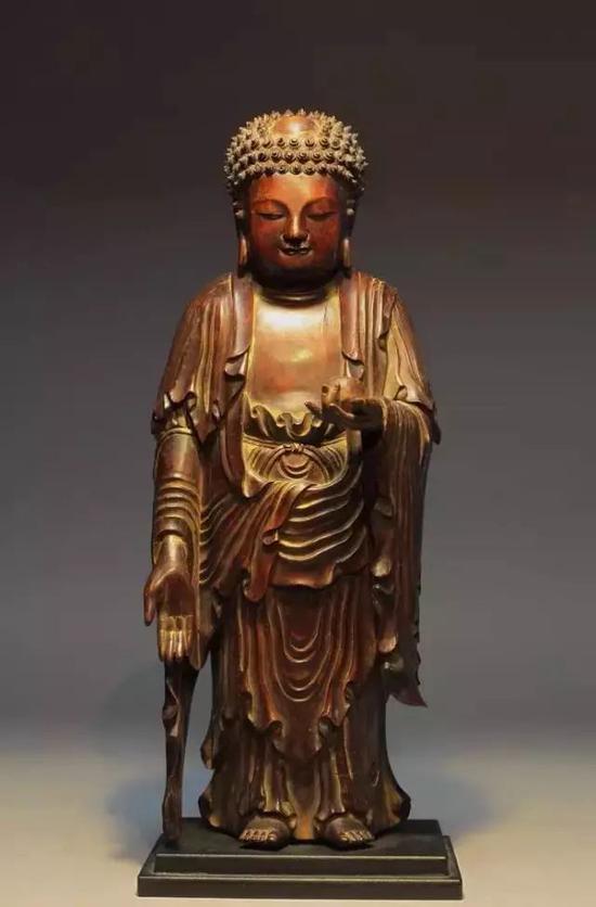 清 木胎髹漆接引佛