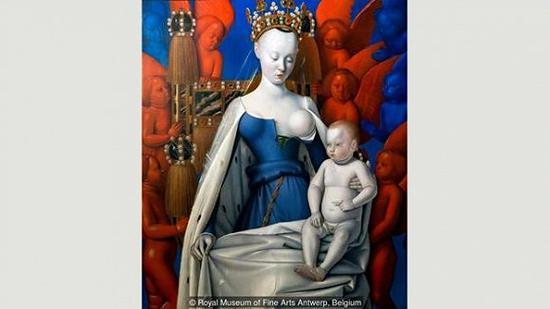 《被炽天使和智天使守护的圣母玛利亚》(Madonna surrounded by Seraphim and Cherubim),让·富凯,1452年