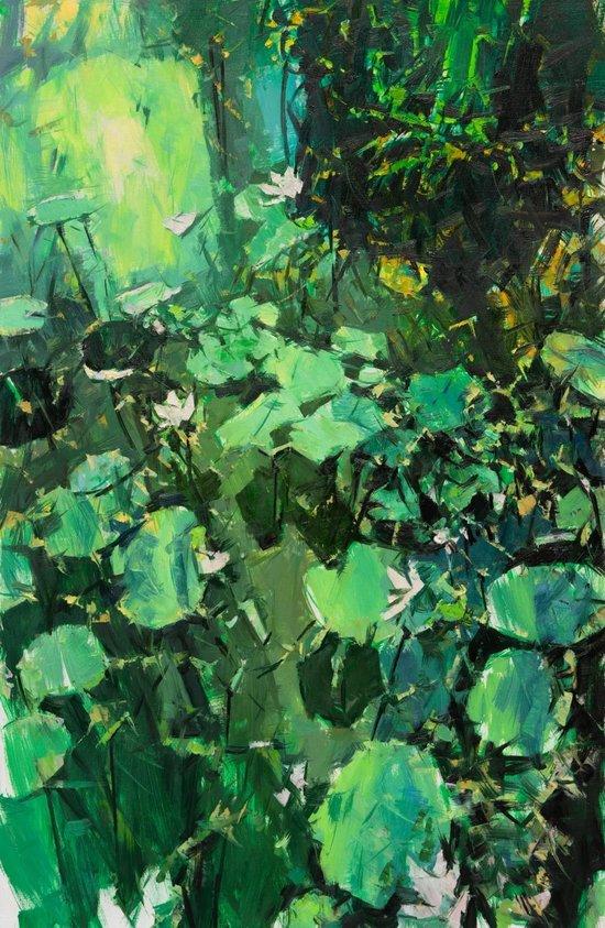《荷花池头(一)》,布面油画,138 × 90 cm,2023