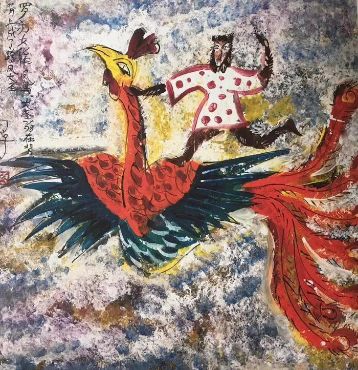 丁立人《猴与罗刹女》,68x68cm,重彩,2019