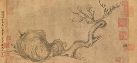 《枯木怪石图》 画作局部