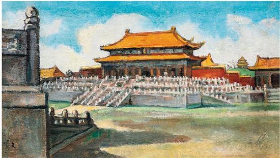 关良 故宫 20世纪50年代作 油画 西泠2018秋拍 成交价:264.5万元