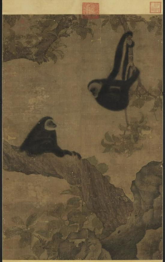 北宋 易元吉 枇杷猿戏图 (传) 绢本 立轴 设色 165x107.9cm台北故宫博物院