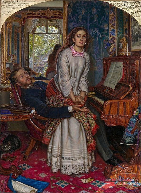 威廉·亨特《觉醒的良知》(The Awakening Conscience,1853),现藏于英国伦敦泰特美术馆