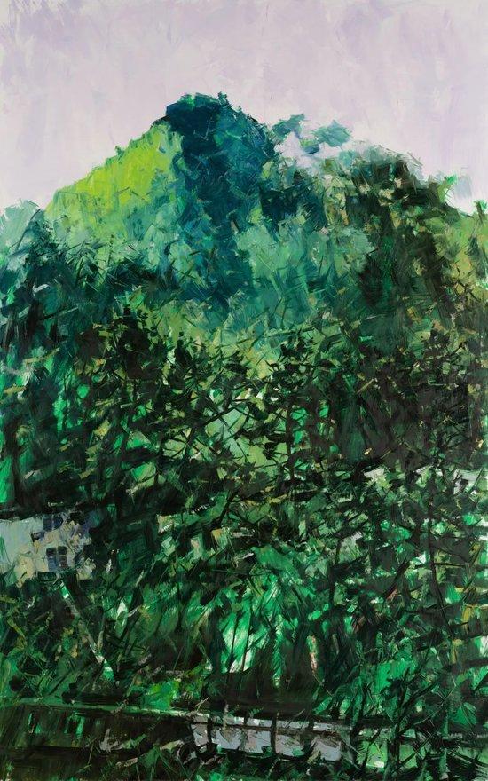 《雨山》,布面油画,178 × 112 cm,2023