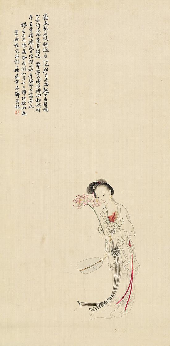 《仕女》改簣66.3×32.8cm 1873绢本 江苏省美术馆藏