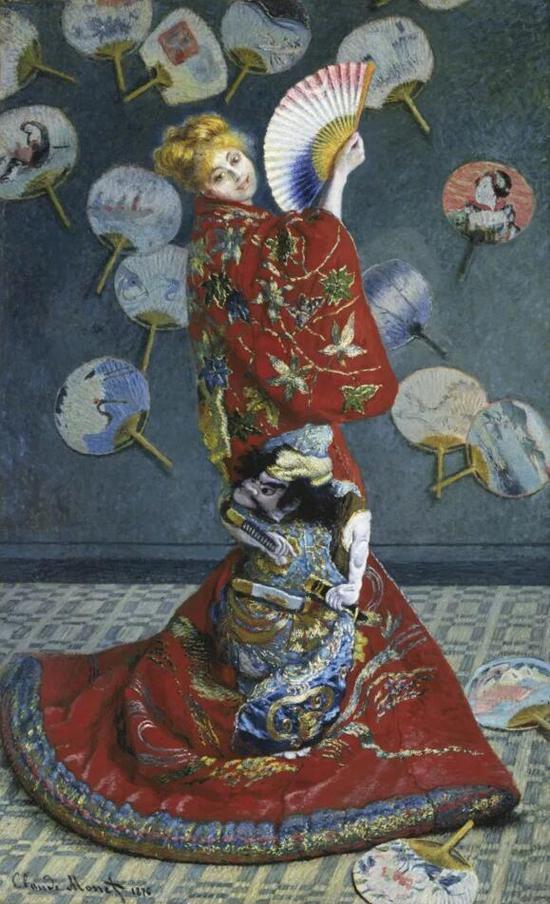 克劳德・莫奈,《莫奈夫人妆成日本女子》,1876年作,波士顿美术馆收藏。
