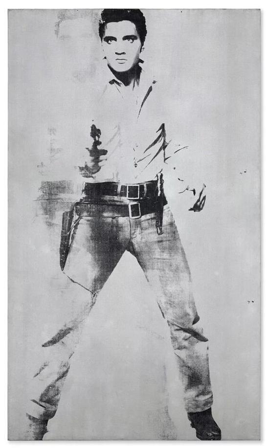 艺术品:© 2018 The Andy Warhol Foundation for the Visual Arts, Inc。 / Licensed by Artists Rights Society (ARS) 安迪-沃霍尔(1928-1987),《双面猫王(费鲁斯画廊版)》,1963年。丝网墨、喷漆、麻布。207.6 x 121.9 cm。 ,估价待询。作品将于5月17日在佳士得纽约举行的战后及当代艺术晚间拍卖上登场
