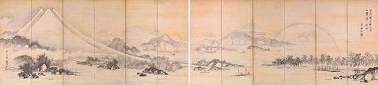 曾我萧白画 富士三保松原图屏风 江户时代(18世纪) 滋贺MIHO MUSEUM藏