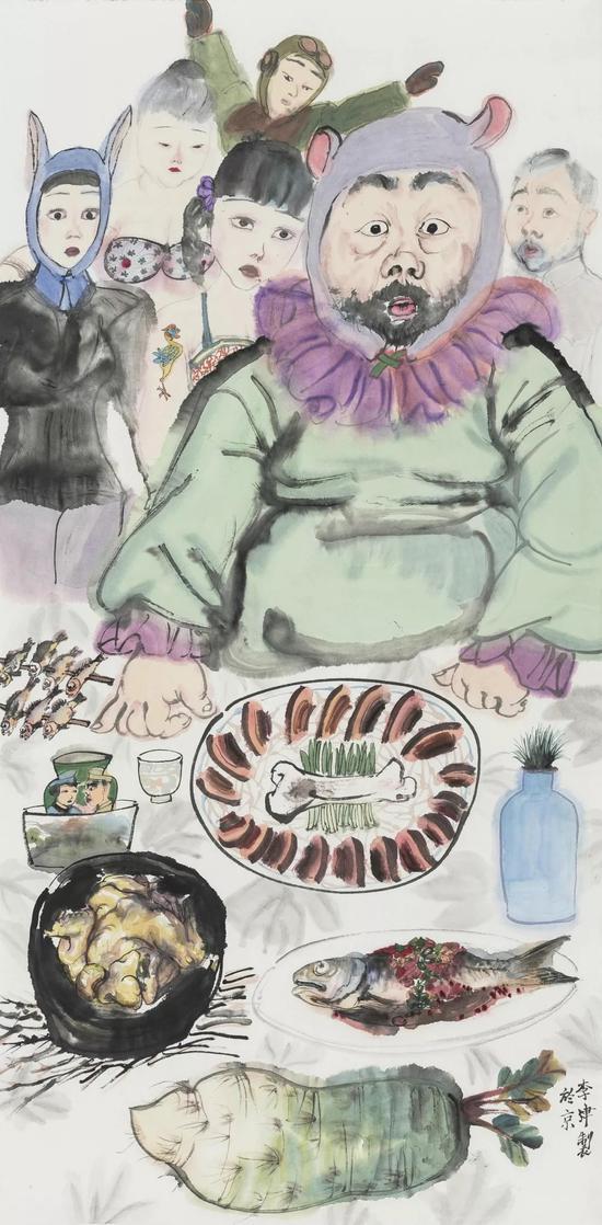 李津 能吃是福 138×69cm 纸本设色 2015