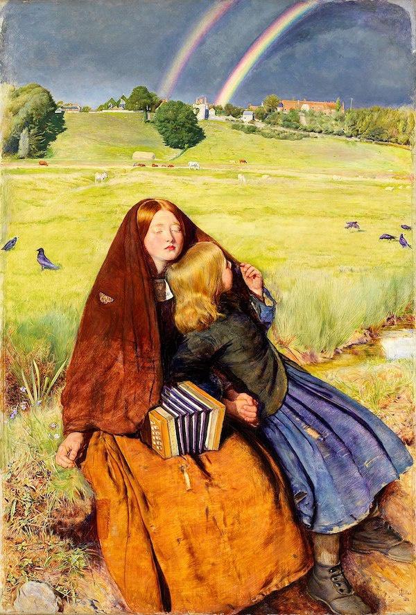 约翰·米莱《盲女》(The Blind Girl,1856),现藏于英国伯明翰博物馆与美术馆