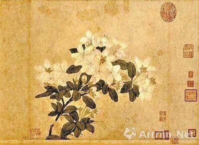 钱选《来禽栀子图》中的来禽花