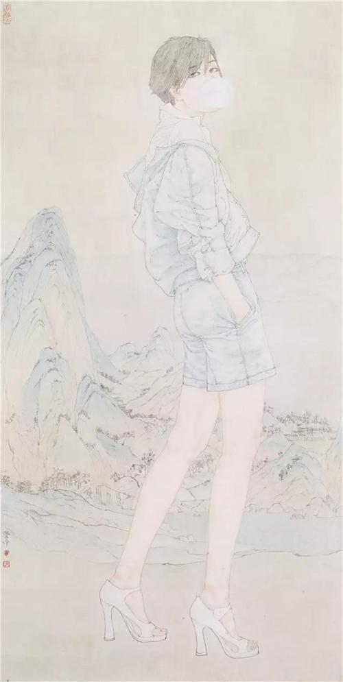《千里江山图一》136×68cm 2009年