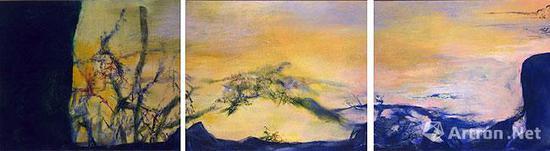 赵无极《向亨利·米修致敬(Homage to Henri Michaux)》 200 x 750 cm 2000年