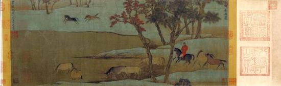 图1:元 赵孟頫 秋郊饮马图 故宫博物院藏