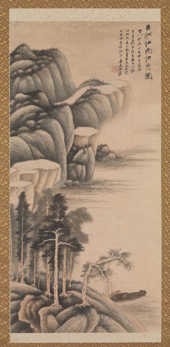 《画江雨泊舟》张大千