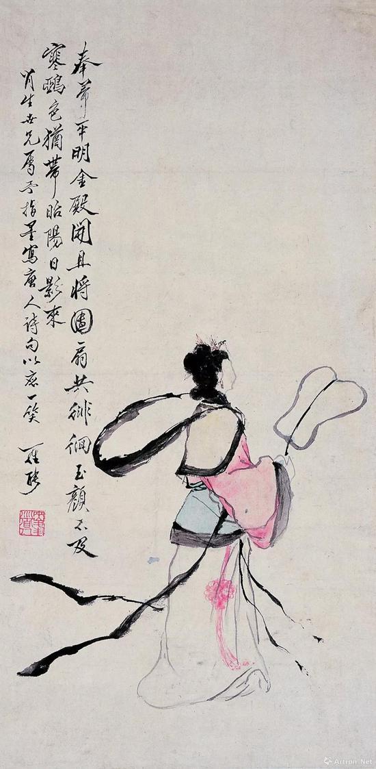 《罗聘指画唐人诗轴》 扬州博物馆藏