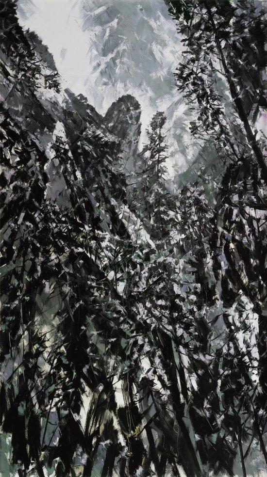 《重山》,布面油画,198 × 112 cm,2023