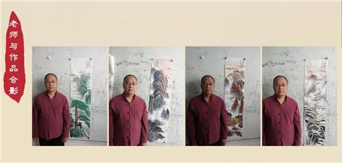 梁红先老师与作品合影(33×138cm/幅)