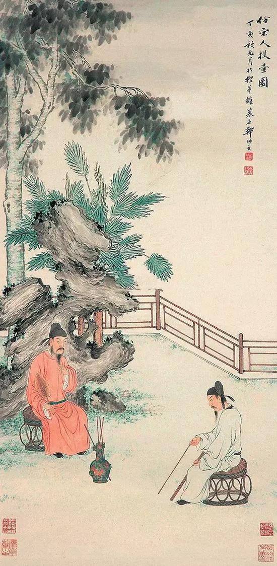 《仿宋人二人对投图》