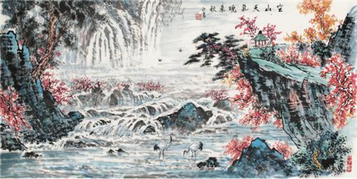 黄正襄作品《空山天气晚来秋》