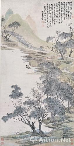 吴历《湖天春色图轴》(1676年作,45岁)上海博物馆收藏