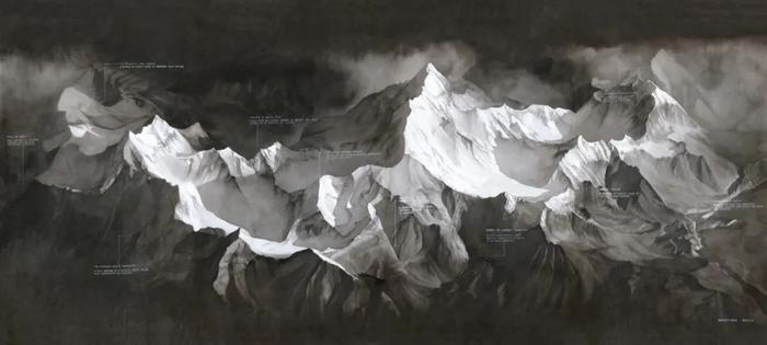 王相洁 当今我们如何隐居(一) 纸本水墨 400X180cm 2023