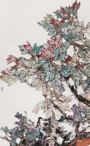 李雪松《非洲纪行之三帝王花》290cm×180cm纸本设色2017年