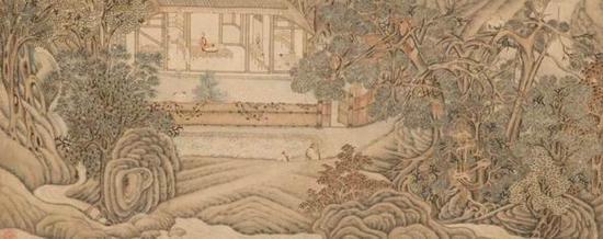 明 吴彬《林泉放鹤图》并汤显祖莲社求友文合卷 浙江省博物馆藏