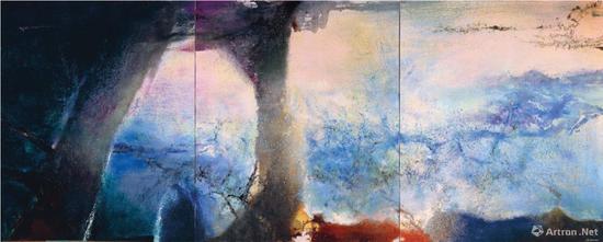 赵无极《致敬克劳德·莫奈》油彩画布 194x483cm 1991年 台湾私人收藏