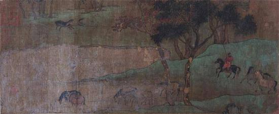 图2:明清人画 裴宽秋郊散牧图(画芯) 大都会艺术博物馆藏