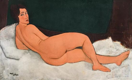 亚美迪欧·莫迪利亚尼(Amedeo Modigliani)《向左侧卧的裸女》89.5x 146.7cm 1917年作