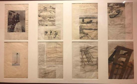 展览现场 ,《为我们伟大祖国站岗》素材稿