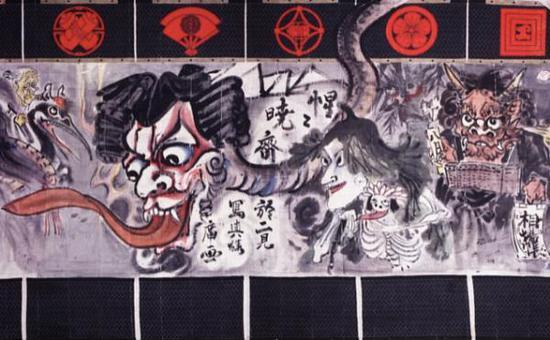 河锅晓斋,《新富座妖怪引幕》(局部)